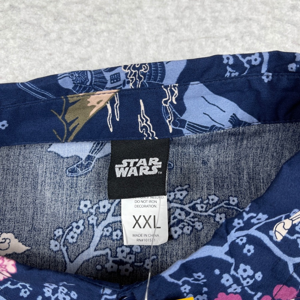 Star Wars Button Down Shirt Mens XXL Blue Samurai Darth Vader Graphic Disney - Picture 6 of 8